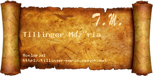 Tillinger Mária névjegykártya